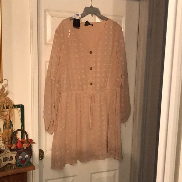 ROBERT LOUIS Moonlight mini dress raised dot pattern sheer with inner lining 1X - Picture 3 of 12